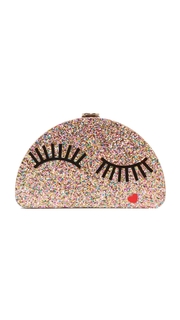 Milly Glitter Eyelash Half Moon Clutch