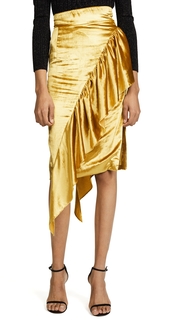 Milly Panne Velvet Cascade Tie Skirt