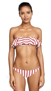 Milly Stripe Ruffle Bandeau Top