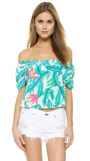 MINKPINK Panama Palms Peasant Beach Top