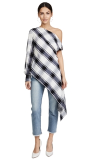 Monse Plaid One Sleeve Blouse