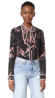 re:named Floral Tie Neck Blouse