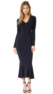 Norma Kamali Long Sleeve V Neck Fishtail Dress