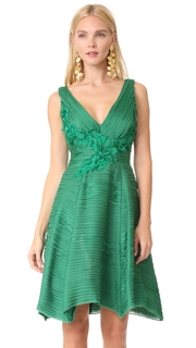 Marchesa Notte Pleated Cocktail Dress