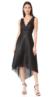 Marchesa Notte Ribbed High Low Dress