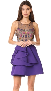 Marchesa Notte Faille A-Line Cocktail Dress