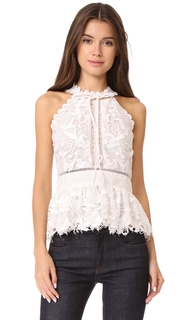 Marchesa Notte Guipure Sleeveless Cocktail Blouse