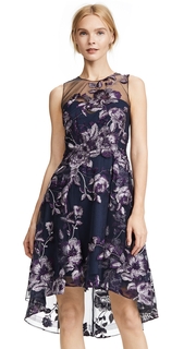 Marchesa Notte Sleeveless Embroidered Cocktail Dress