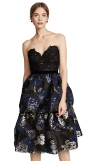 Marchesa Notte Three Tiered Cocktail Dress