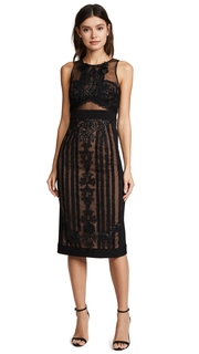 Marchesa Notte Sleeveless Embroidered Cocktail Dress