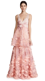 Marchesa Notte Sleeveless Two Tiered Gown