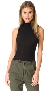 Only Hearts Feathers Mock Neck Thong Bodysuit