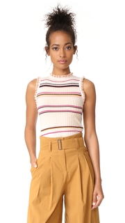 Rebecca Taylor Sleeveless Striped Rib Tank