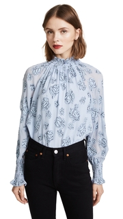 Rebecca Taylor Long Sleeve Rose Metallic Top