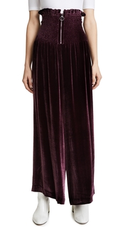 Rebecca Taylor Smocked Velvet Pants