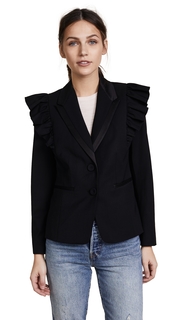 Rebecca Taylor Tuxedo Wool Ruffle Blazer