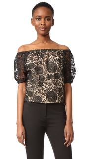 Reem Acra Lace Off the Shoulder Top