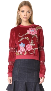 See by Chloe Embroidered Velour Pullover