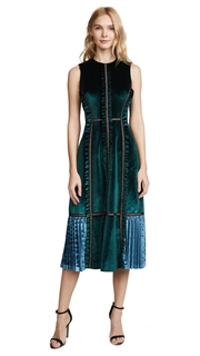 Self Portrait Two Tone Velvet Midi Dress