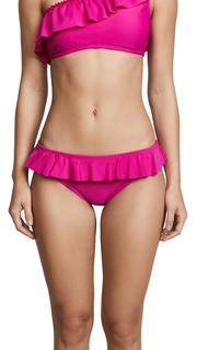 Shoshanna Solid Magenta Ruffle Bikini Bottoms