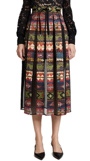 Stella Jean Printed Pleated Inset Skirt