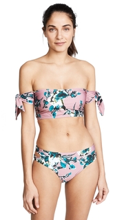 Splendid Watercolor Floral Off Shoulder Bandeau Top