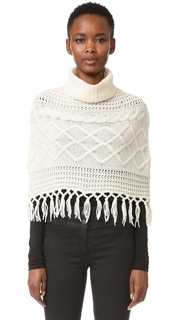 TSE Cashmere Claudia Schiffer x TSE Cable Capelet with Fringe