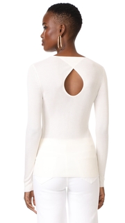 TSE Cashmere Long Sleeve Scoop Neck Top with Back Keyhole