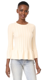 TSE Cashmere Peplum 3/4 Sleeve Sweater
