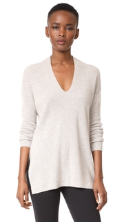 TSE Cashmere Long Sleeve Slit V Sweater