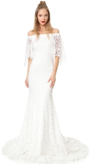 Theia Sasha Off the Shoulder Lace Gown