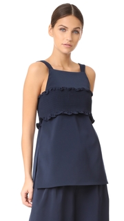 Tibi Smocking Detail Bandeau Strappy Top