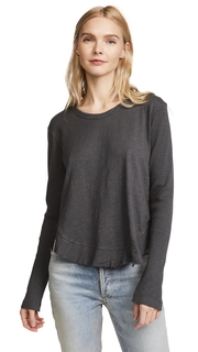 Wilt Shrunken Ruffle Shirttail Long Sleeve Tee