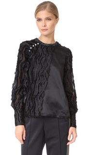 Yigal Azrouel Long Sleeve Fringe Top