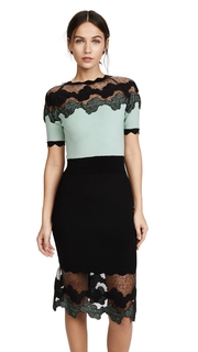 Yigal Azrouel Shell Lace Combo Short Sleeve Dress