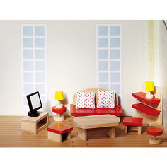Мебель для кукольной гостиной красная, goki