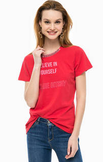 Хлопковая футболка с декоративной отделкой Pinko