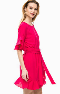 Платье цвета фуксии с оборками Pinko