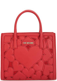 Красная сумка с короткими ручками Love Moschino