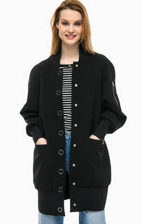 Черное пальто с эластичными манжетами Patrizia Pepe