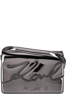 Серебристая сумка с откидным клапаном Karl Lagerfeld