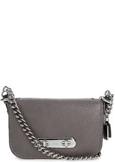 Маленькая кожаная сумка с откидным клапаном Coach