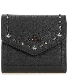 Кожаный кошелек с металлическим декором Coach