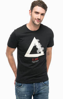 Черная хлопковая футболка с принтом Jack & Jones