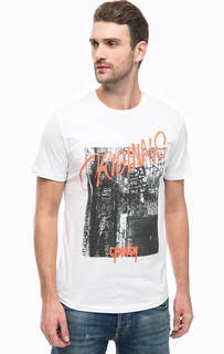 Белая хлопковая футболка с принтом Jack & Jones