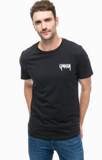 Черная хлопковая футболка с принтом Jack & Jones