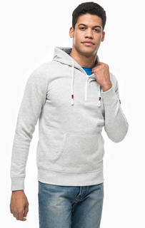 Серая хлопковая толстовка с карманом-кенгуру Tommy Jeans
