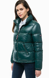 Короткий зеленый пуховик Tommy Jeans