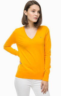 Желтый джемпер с треугольным вырезом Tommy Hilfiger