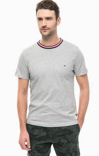 Серая хлопковая футболка с контрастными вставками Tommy Hilfiger